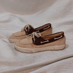 Polo by Ralph Lauren Cream and Brown Women's Boat Shoes
